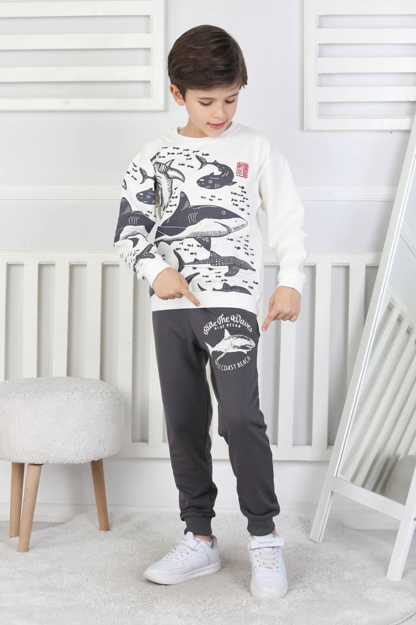 Beyaz Köpekbalığı desenli Takım