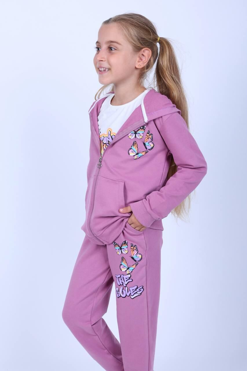 MOR KELEBEKLİ  3'LÜ TAKIM