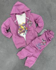 MOR KELEBEKLİ  3'LÜ TAKIM