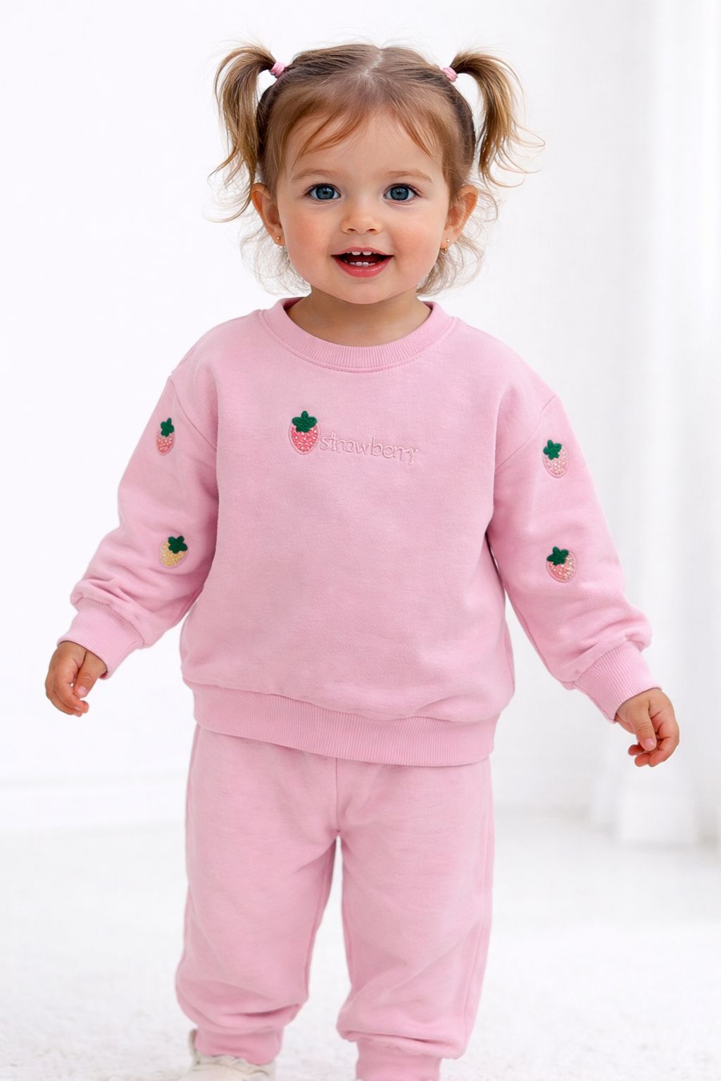 PEMBE ÇİLEKLİ EŞOFMAN TAKIMI