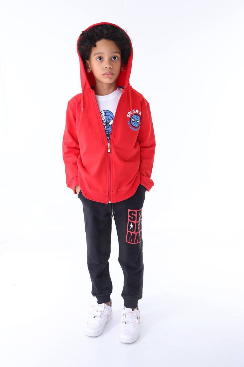 Spiderman Lisanslı Erkek Çocuk Kapüşonlu Eşofman Takımı