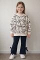Fiyonklu Kız Çocuk Sweatshirt & Pantolon Takımı